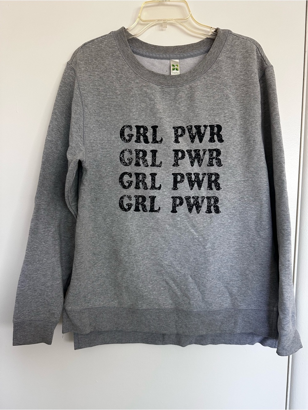 Gray 'GRL PWR' Crewneck Sweatshirt